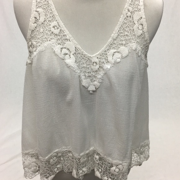 SARAH LA WHITE LACE BOHO CROP TOP SIZE SMALL-MED - Picture 3 of 7